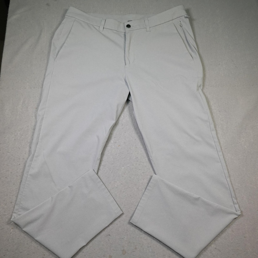 Lululemon Pants Mens 36 Gray Slim Fit Tech Chino Golf Micro Grid Stretch